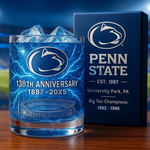 Penn State Nittany Lions 138th Anniversary Whiskey Glass