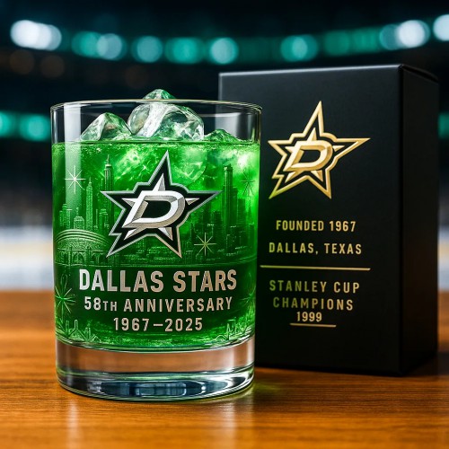 NHL Team Dallas Stars 58th Anniversary whiskey Glass