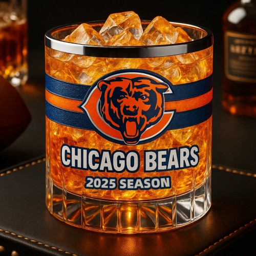 NFL Team Chicago Bears 2025 Season Whiskey Glass
