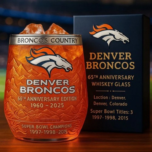 NFL Team Denver Broncos 65th Anniversary Whiskey Glass