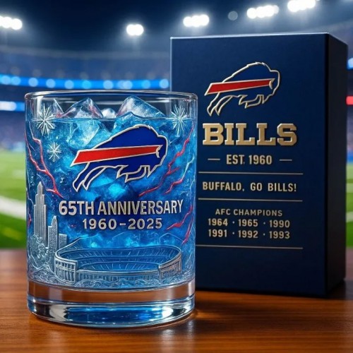 NFL Team Buffalo Bills 65th Anniversary Whiskey Glass