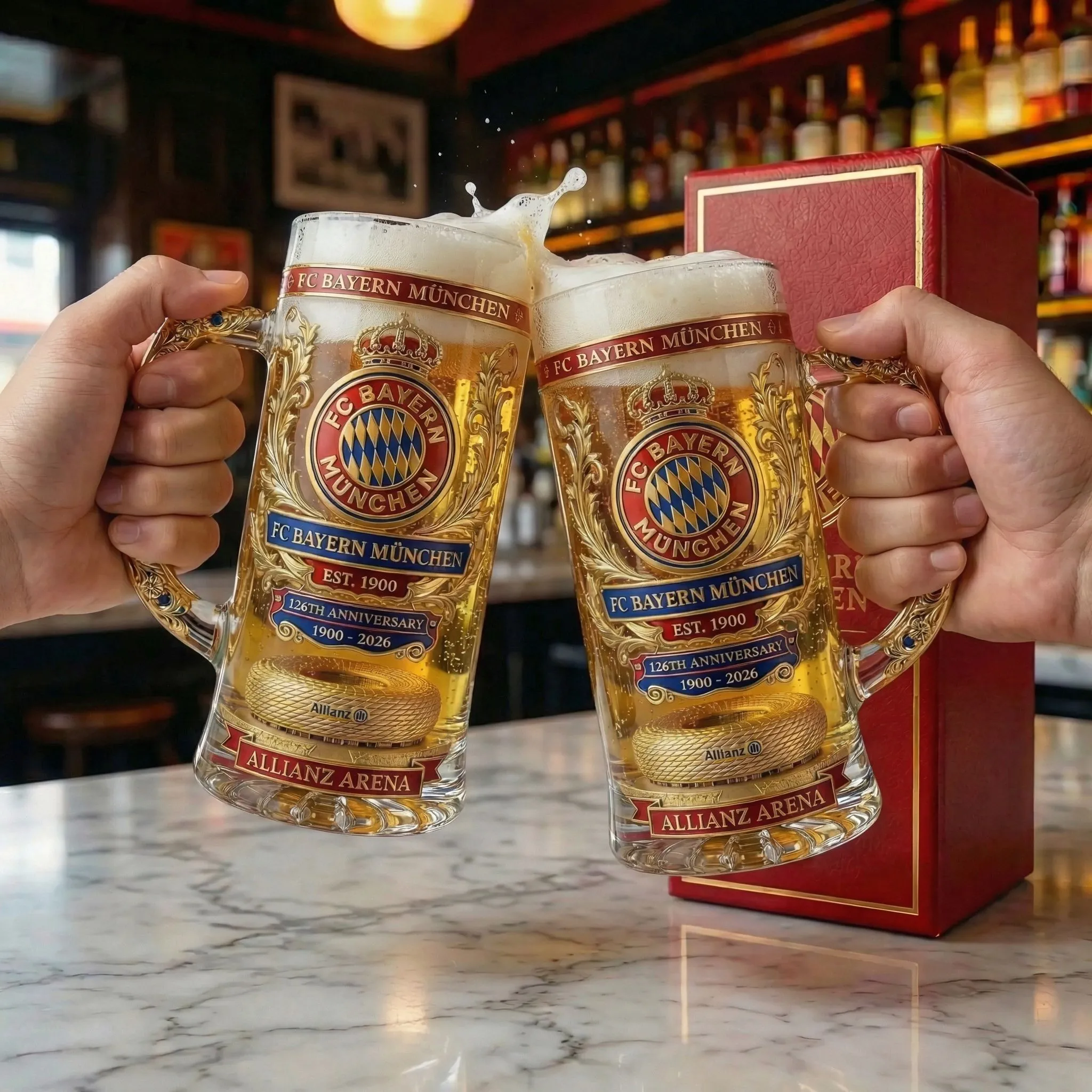 FC Bayern München 126. Jubiläum Bier Stein FC Bayern München 126. Jubiläum Bier Stein
