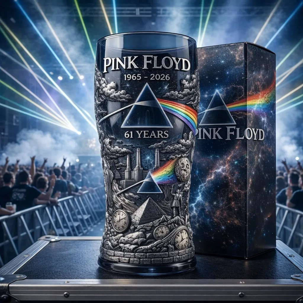 Pink Floyd 1965-2026 61. Jahrestag 3D-Relief Pint Glas